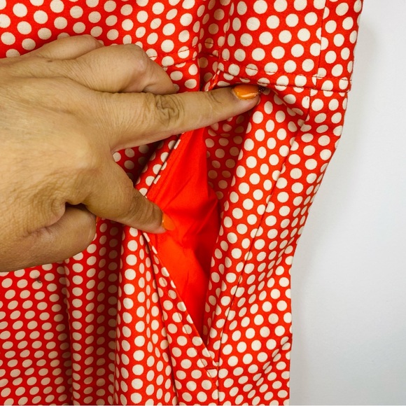 Lane Bryant ALine Skirt Womens 22 Orange Pockets Boho Zip Polka Dots Modernist - Picture 6 of 10